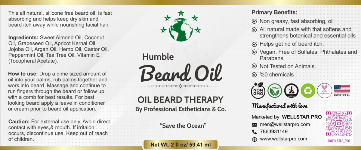 BEARD OIL THERAPY PR USA MADE  (3IN1) oil+aging roll+brush