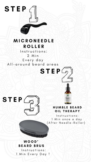 BEARD OIL THERAPY PR USA MADE  (3IN1) oil+aging roll+brush