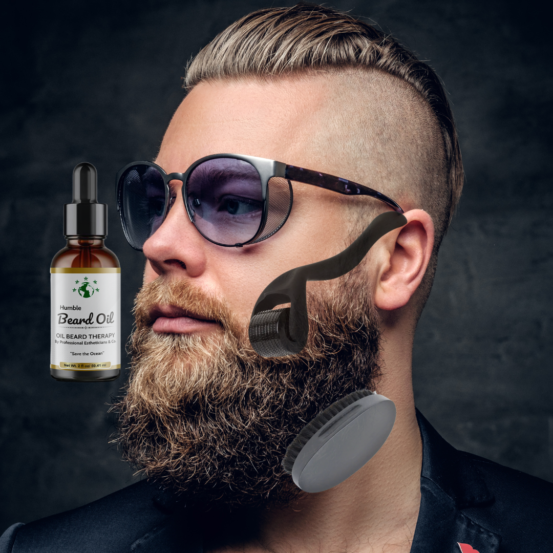 BEARD OIL THERAPY PR USA MADE  (3IN1) oil+aging roll+brush