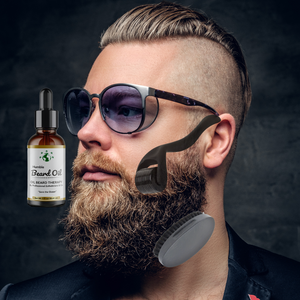 BEARD OIL THERAPY PR USA MADE  (3IN1) oil+aging roll+brush