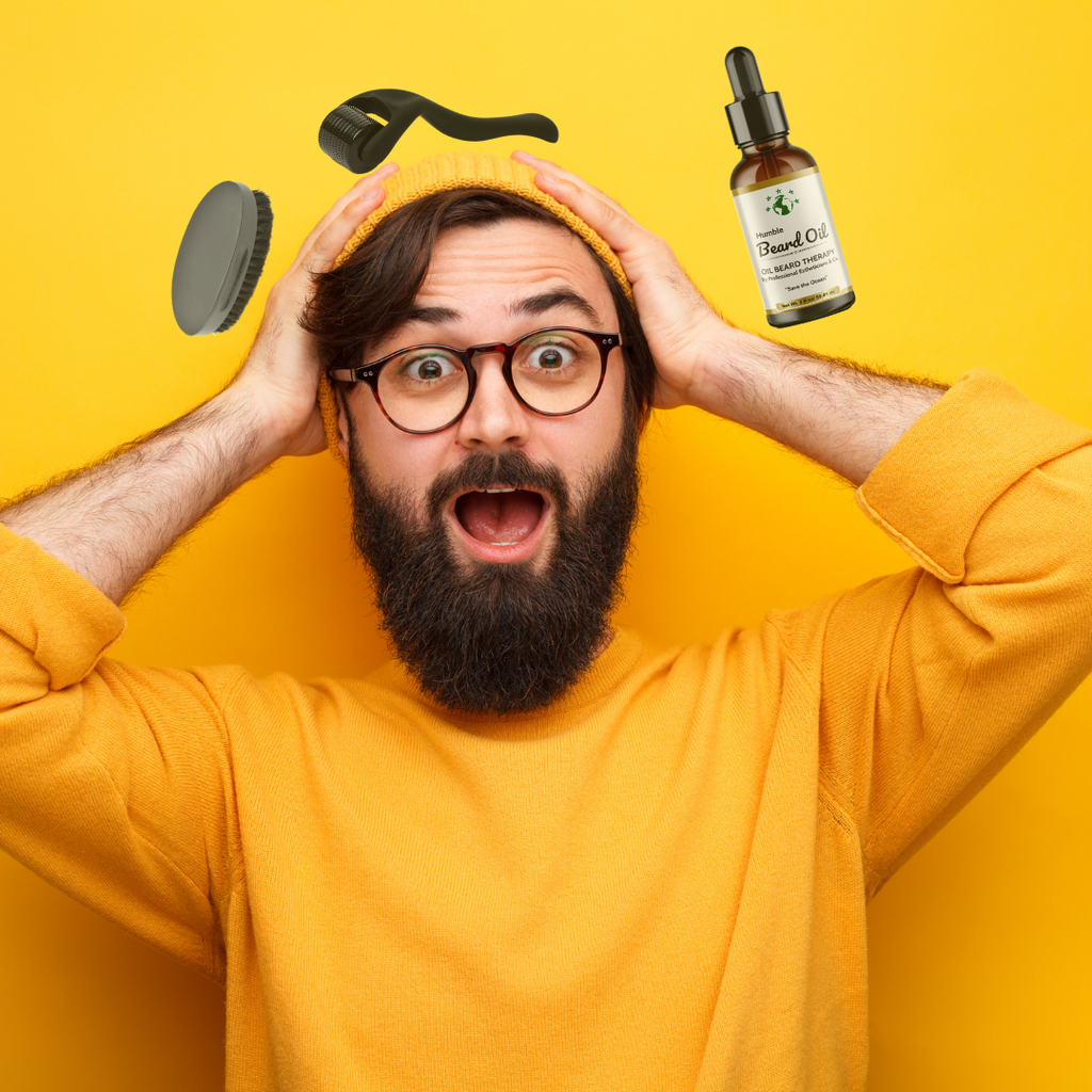 BEARD OIL THERAPY PR USA MADE  (3IN1) oil+aging roll+brush